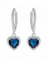 EleQueen Sterling Zirconia Leverback Earrings - Sterling Silver Sapphire Color - CU12I2VGG3Z