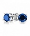 Bling Jewelry Blue CZ Non Piercing Magnetic Stud earrings 925 Sterling Silver 7mm - CF12O1CAW14
