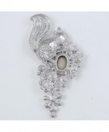 EVER FAITH Rhinestone Squirrel Silver Tone