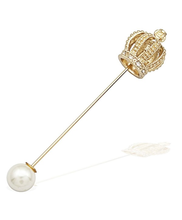Q&Q Fashion Gold Royal Queen Crown Tiara Cross Lapel Stick Pin Tie Hat Scarf Badge Brooch - CA12MFGNGG3
