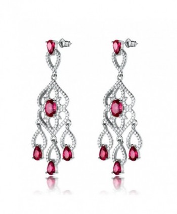 GULICX Silver Tone Teardrop Cubic Zirconia Flawless Rose Zircon Color Long Chandelier Dangle Earrings - CP12NYEPTWY