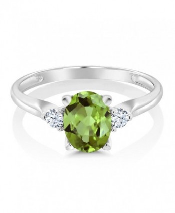 Peridot Created Sapphire 3 Stone Womens