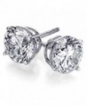 925 Sterling Silver 5.5 tcw Basket Setting 9MM Clear Round CZ Cubic Zirconia Nickel Free Stud Earrings - CT11BECNK4X