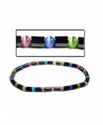 Accents Kingdom Women's Magnetic Hematite Cat Eye Bead Bracelet - "Multi-Color Anklet 10""" - CX113G952EX
