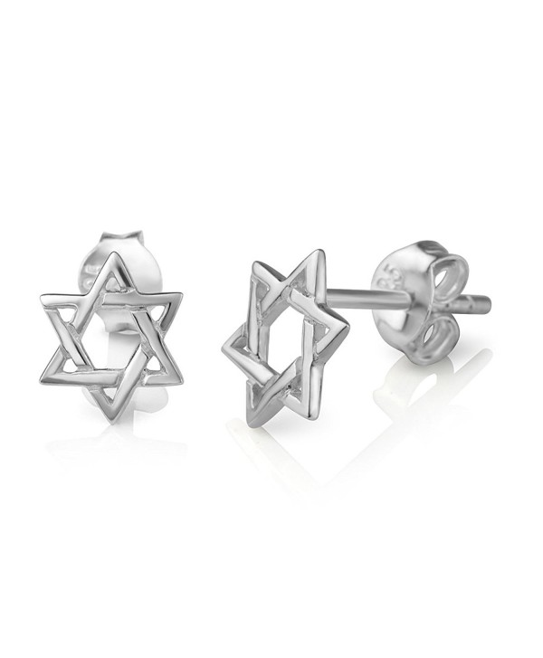 925 Sterling Silver Tiny Small Open Hexagram Geometric Star Symbol Unisex Post Stud Earrings 8 mm - C712O7ACTOS