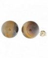 Trustmark 14K Yellow Gold 10mm Natural Brown Tigers Eye Ball Stud Post Earrings - CA118ZIEUYX