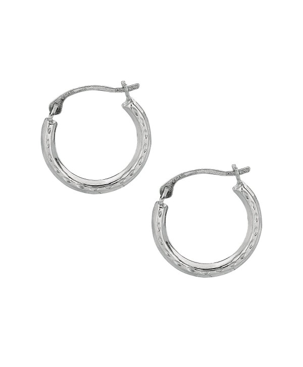 10K Gold Shiny Diamond-cut Small Round Hoop Earrings (Yellow or White) - CU110MN52XR