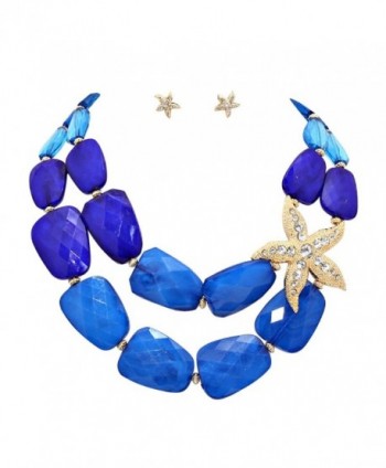 Rosemarie Collections Women's Ombre Polished Resin Necklace Earrings Set "Starfish" - Blue - CA12NZ0LU3M