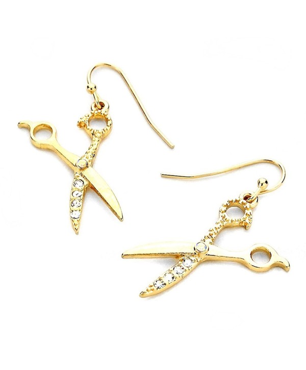 Golden Bejeweled Scissor Drop Earrings - C811NRHYCYF