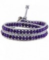 KELITCH Agate Round Beads on Gray Leather 2 Wrap Bracelet Handmade New Summer Bangles - C312B546PL9