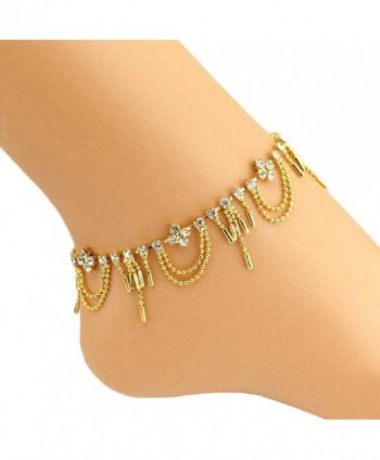 SusenstoneWomen Diamond Anklet Bracelet Barefoot Sandal Beach Foot Jewelry - C5125X1DJUZ