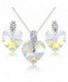 White Hearts Crystals Necklace and Earring Set with White Swarovski Element Crystals - Gift Present for Her - CY118Y6M4ZN