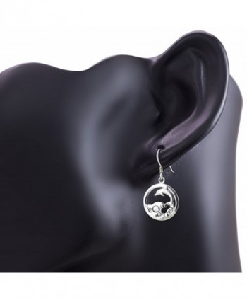 Sterling Jumping Dolphin Playing Earrings in Women's Drop & Dangle Earrings