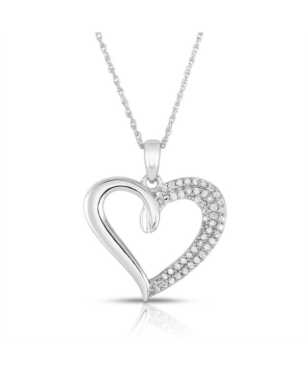 Something For Me 1/4 Carat Weight - Genuine Diamond Heart Pendant in Sterling Silver - CB12MZ9BTJW