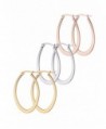Stainless Steel Hoop Teardrop Earrings 3 Pair Set with Stainlees Post Backings- 35mm By Regetta Jewelry - C312JQSE8JR