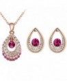 MAFMO Hot Sell Colorful Tear Drop Jewelry set Wedding Pendant Necklace Earrings - Rose Gold-Pink - C3127YK1OZP