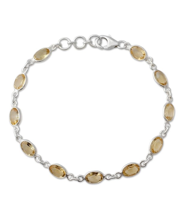 NOVICA Citrine .925 Sterling Silver Tennis Bracelet- 7" 'Romantic Yellow' - CM12E05UXEP