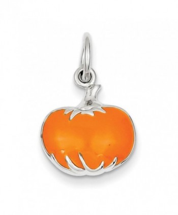 Sterling Silver Orange Enameled Pumpkin Charm - CK113PTDDWR