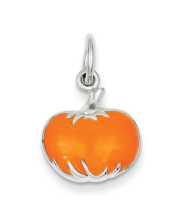 Sterling Silver Orange Enameled Pumpkin Charm - CK113PTDDWR