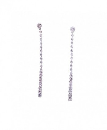 Silver Crystal Long Dangle Earrings - C111UUFL33Z