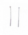Silver Crystal Long Dangle Earrings - C111UUFL33Z