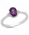 0.88 Carat (ctw) Sterling Silver Oval Cut Amethyst & Round Diamond Accents Bridal Promise Engagement Ring - C111SGCBUX7