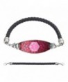 Divoti Custom Engraved Blooming Cherry Blossom Medical Alert Bracelet -Black Braided Leather Chain -Pink - CF183CDEMLI