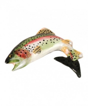 Creative Pewter Designs- Pewter Rainbow Trout Leaping Left Handcrafted Freshwater Fish Lapel Pin Brooch- F003 - CN1233P1FIB