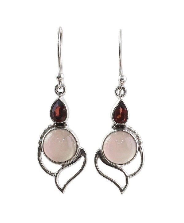 NOVICA Multi-Gem Chalcedony .925 Sterling Silver Dangle Earrings 'Pink Crest' - CB12O2UCCFM