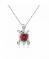 Turtle Pendant Necklace with Red Zirconia Crystals 18 ct White Gold Plated for Women and Girls 18" - CR12MAHIILV
