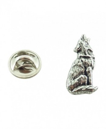 Creative Pewter Designs- Pewter Wolf Howling Mini Pin- Antiqued Finish- M042MP - CI127C08EH3
