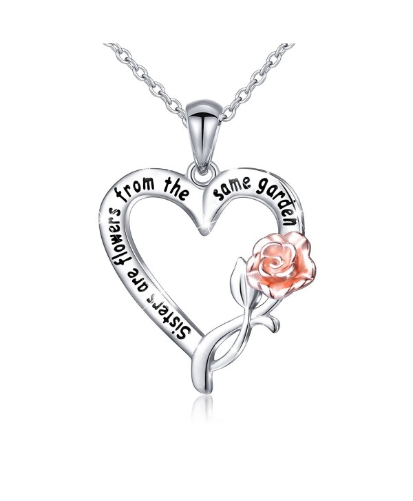 S925 Sterling Silver Sisters Are Flowers From The Same Garden Pendant Necklace and Bangle - CT186T3LQGT