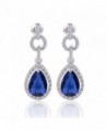 GULICX Silver Plated Base Pear Circle Flawless Cubic Zirconia Blue Dangle Drop Earrings Sapphire Color - C9128BQN5Q7