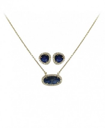 Kitsch Semi Precious Necklace Sterling Zirconia - Lapis - CL188T68ZZI