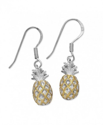 Sterling Silver with 14kt Yellow Gold Plated Accents Pineapple Dangle Earrings - CD1146ODCCL
