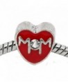 Mother Day "Mom" Red Heart Bead for Snake Chain Charm Bracelet - C911FG8C4TN