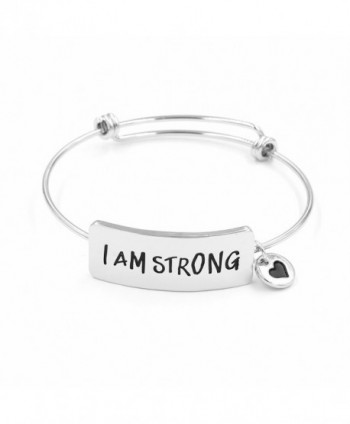 Personalized Bracelets for Women I Am Strong Inspirational Christian Quotes Expandable Wire Jewellery - Silver - CH187IWLMK4
