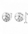 Chinese Symbol Sterling Silver Earrings in Women's Stud Earrings
