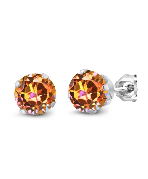 1.90 Ct Round Ecstasy Mystic Topaz 925 Silver 4-prong Women's Stud Earrings 6mm - CK1174K2LZ3