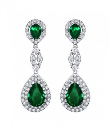 SELOVO Wedding Party Teardrop Drop Dangle Earrings Jewelry Silver Tone - Green - CT12H55G18J