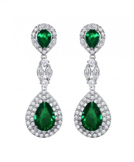 SELOVO Wedding Party Teardrop Drop Dangle Earrings Jewelry Silver Tone - Green - CT12H55G18J