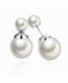 Jwoolw Double Sided Front Back Peek A Boo Ball Faux Pearl Beads Womens Fashion Elegant Tribal Stud Earrings - CE12HQZTUEZ