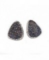 ZENGORI Sliver Plated Triangle Agate Druzy Geode Earrings With Zircon - Black - CK120925UWX