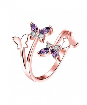 YEAHJOY Women's Adjustable Size Volly Open Rings Butterfly Shape Purple Austrian Crystals Rings - C917YKZYARQ