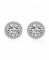 White Gold Plated Round Halo Stud Earrings For Women Girls Cubic Zirconia Crystal CZ Earring - C8188DYTT4C