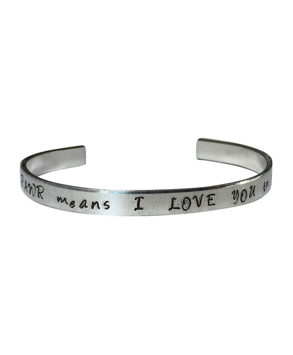 Rawr Means I Love You In Dinosaur Hand Stamped 1/4" Aluminum Cuff Bracelet - CJ12NFFJ367