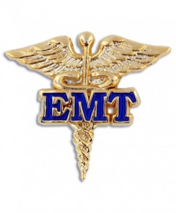 PinMart's EMT Caduceus Gold and Blue Medical Enamel Lapel Pin - CI119PEM55R