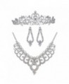 Bella-Vogue Rhinestone Crystal Statement Bridal Necklace + Earrings + Crown Jewelry Sets-NO.159 - CL11YPAI441