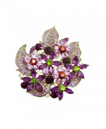 TTjewelry Gorgeous Flower Cluster Purple Austria Crystal Brooch Pendant - CZ125YWU3BV