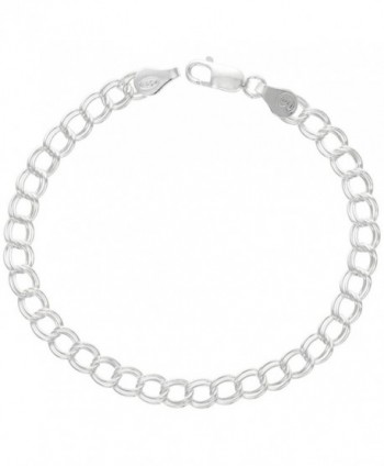 Sterling Silver Double Link Charm Bracelet Anklet Necklace 5.3 mm light Nickel Free Italy- 7-16 inch - CS1126WF4OJ